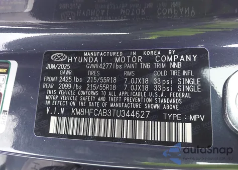 2026 Hyundai Kona Sel Sport z USA, uszkodzony, nr VIN KM8HFCAB3TU344627